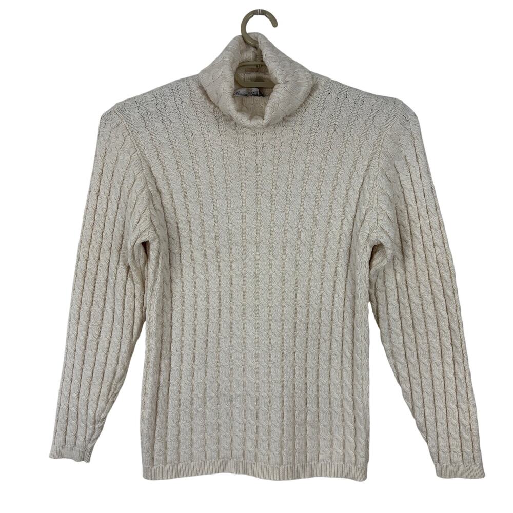 Vintage Cream Cable Knit Turtle Neck Sweater Medium old money clean beauty